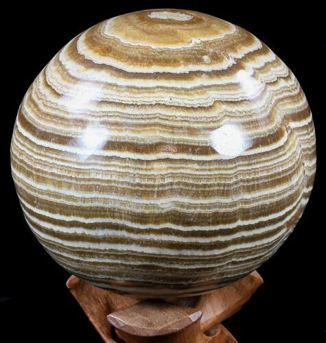 Polished, Banded Aragonite Sphere - Morocco #56990